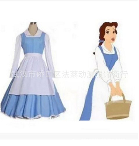 美女与野兽贝尔女仆装cosplay服装公主装演出万圣节洛丽塔cos服
