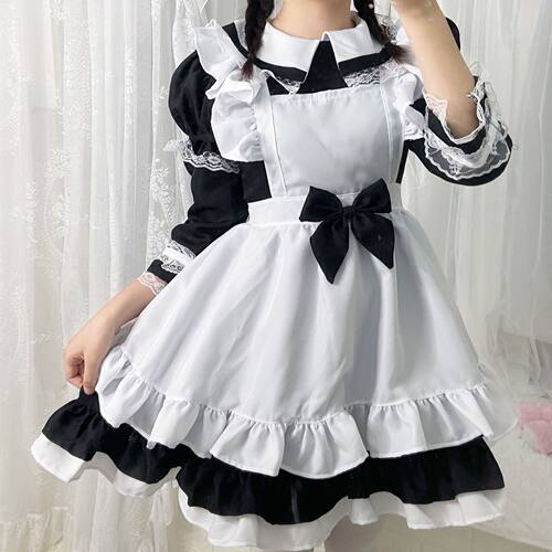 新万圣节爱丽丝梦幻仙境女仆装cosp服装lolita长袖软妹连衣裙
