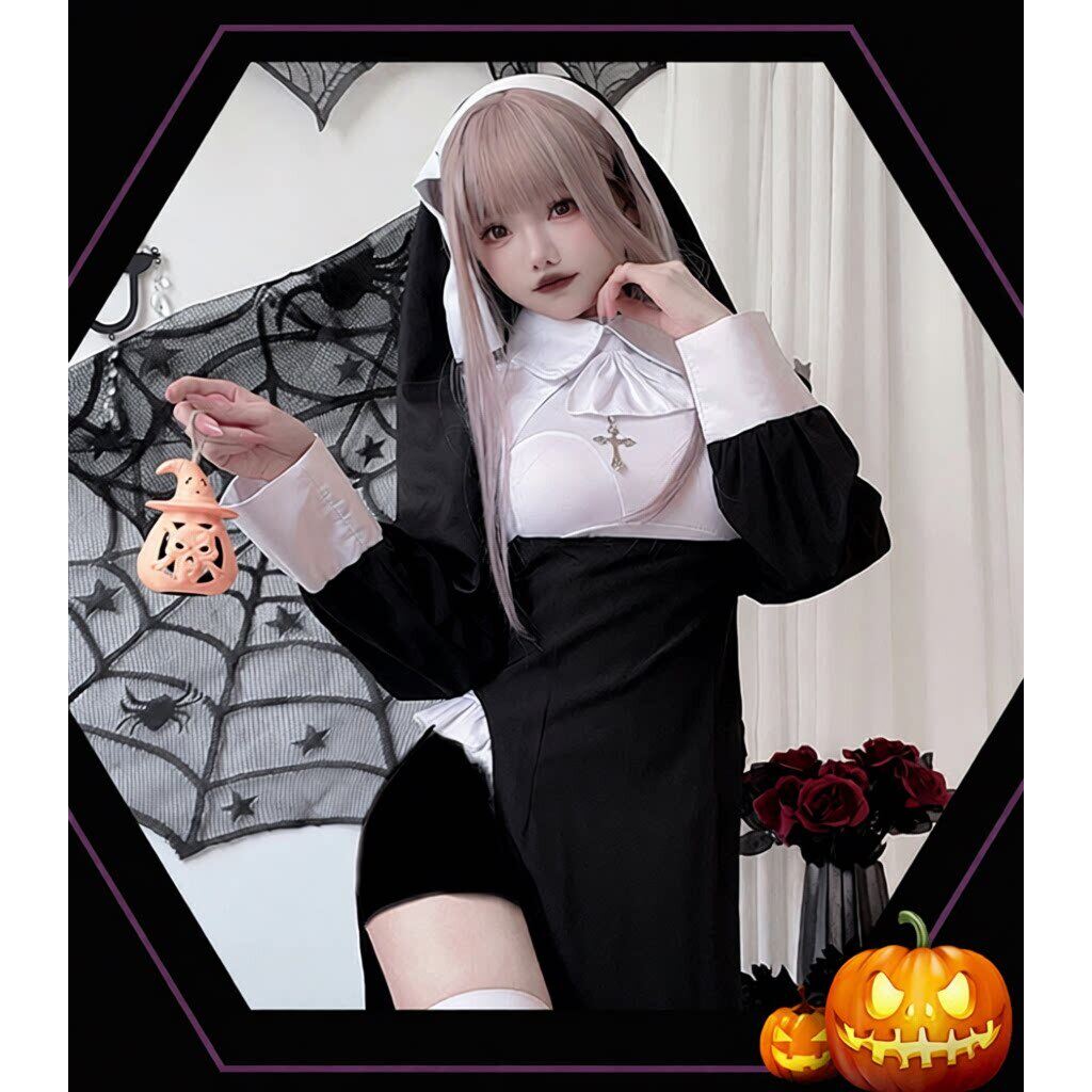 万圣节服装死神cos修女服性感护士服吸血鬼紧身女仆大码紧身长袍