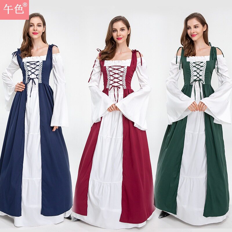 万圣节服装欧美中世纪文艺复兴cosplay角色扮演长裙戏服大码女装