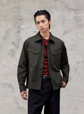 芸蚁〔莫闻〕纸感新疆长绒纯棉精梳异形双袋撞色纽扣秋季长袖衬衫