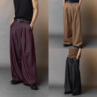 芸蚁〔梦幻〕天丝羊毛铜氨丝混纺亲肤超垂感多褶光影直筒廓形西裤