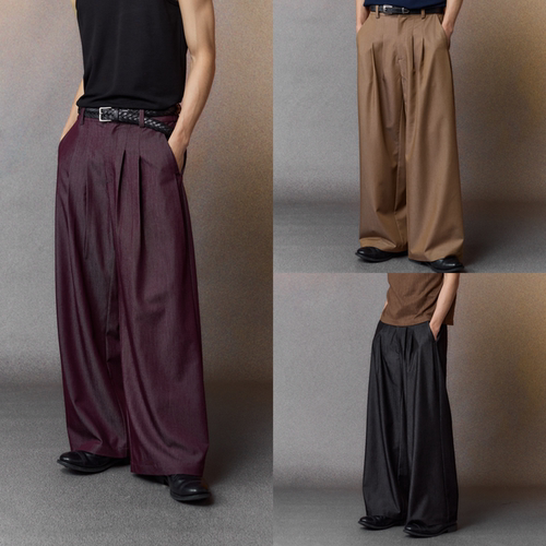 芸蚁〔梦幻〕天丝羊毛铜氨丝混纺亲肤超垂感多褶光影直筒廓形西裤