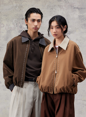 芸蚁〔图腾〕单面仿牛皮绒混纺撞色刺绣花苞结构民族感夹克外套