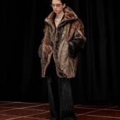 高定款 芸蚁「座山雕」狂傲仿貂毛不规则拼接中长款 毛绒大衣_侠