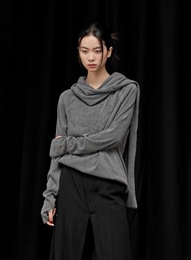 芸蚁「灰鼠蟒」披巾围脖结构连帽长袖卫衣 ALVNG AR ANTS