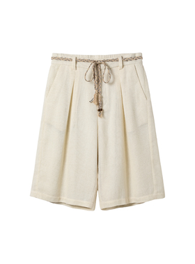 芸蚁〔渔夫〕渔网编织提花抽绳民族感夏季凉感抑菌亲肤打褶短裤