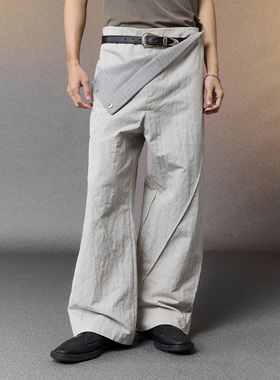 芸蚁〔拆迁工人〕特殊棉锦酵洗斑驳感多形态裁片拼接结构长裤