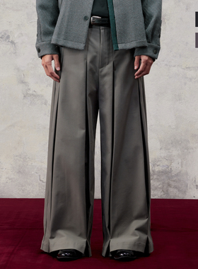 芸蚁〔长江〕奔流褶光影裁剪手工打枣直筒阔腿结构长裤