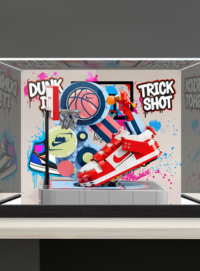 适用乐高43021街球玩家Nike.Dunk模型透明收纳防尘罩亚克力展示盒