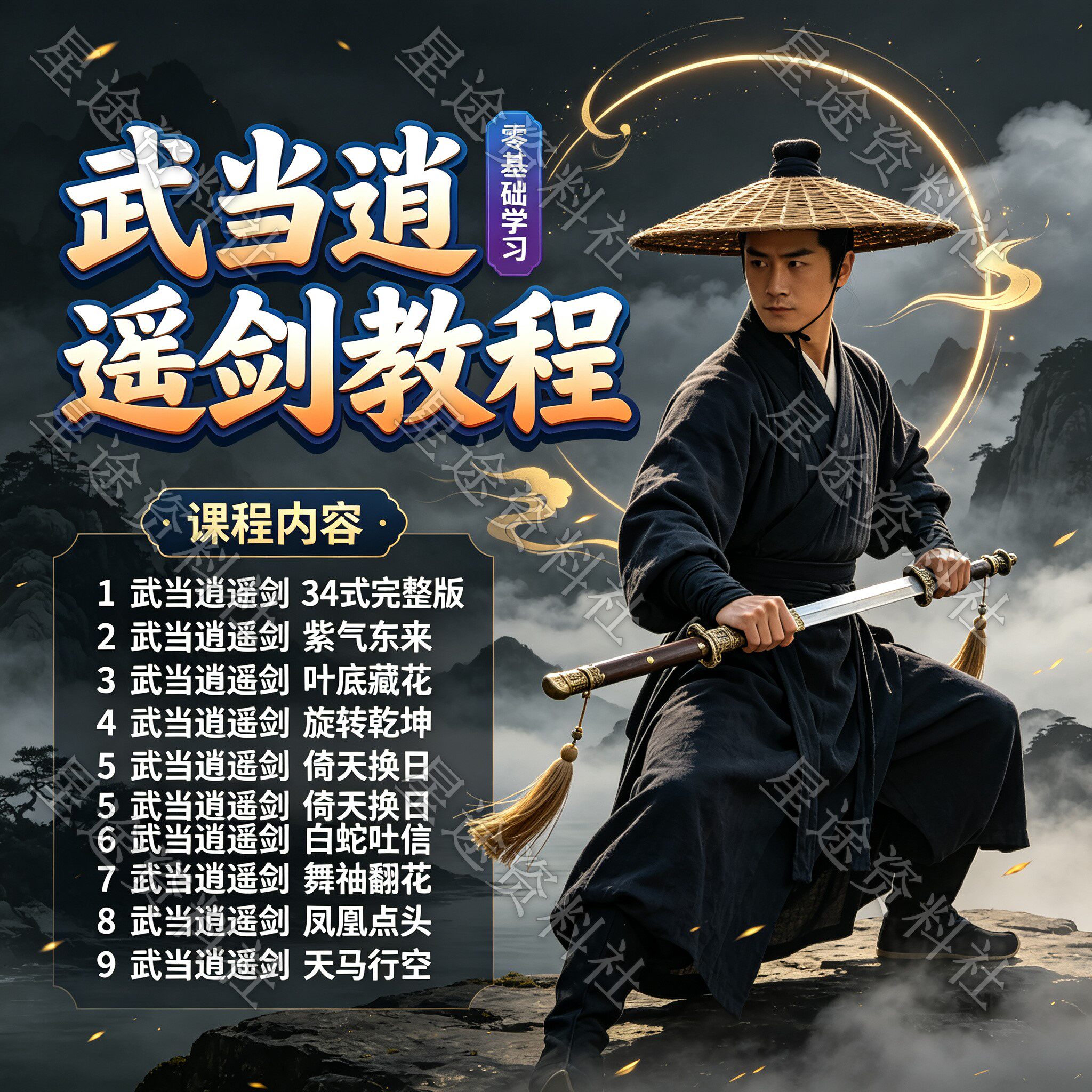 武当逍遥剑视频教程武术剑法34式完整版零基础入门教学课程