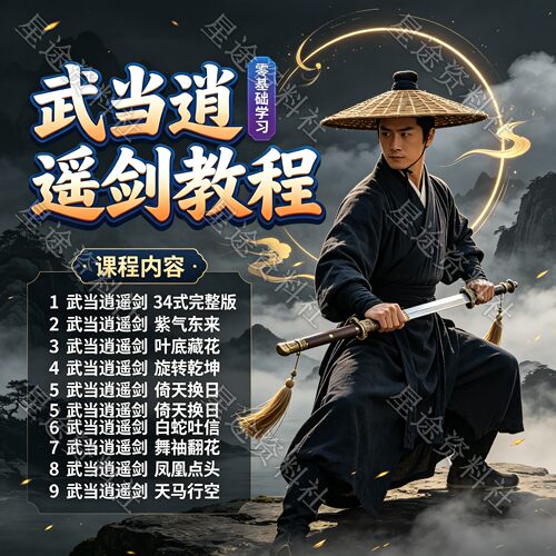 武当逍遥剑视频教程武术剑法34式完整版零基础入门教学课程