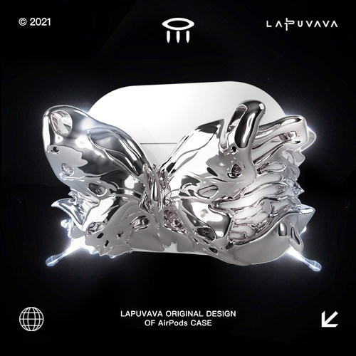 LAPUVAVA原创蝴蝶艺术3D打印耳机壳赠硅胶保护套适用于苹果3代耳机壳AirPodsPro2二代耳机保护套镂空个性潮牌