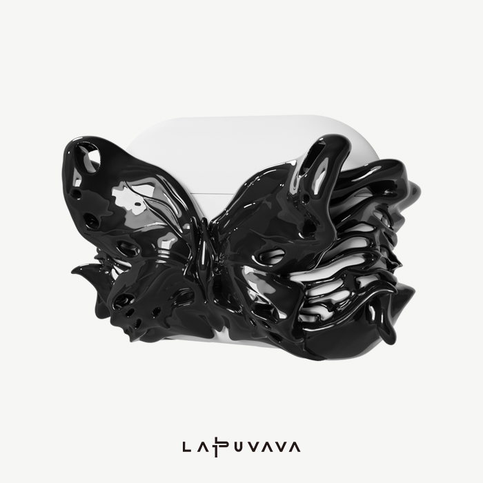 LAPUVAVA原创蝴蝶艺术3D打印液态硅胶耳机套适用于airpodspro耳机壳airpods3苹果二代耳机保护套毒液黑