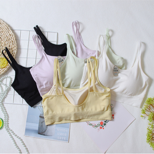 莫代尔无缝双弹性吊带固定胸垫打底背心少女文胸内衣 琪比莉1645