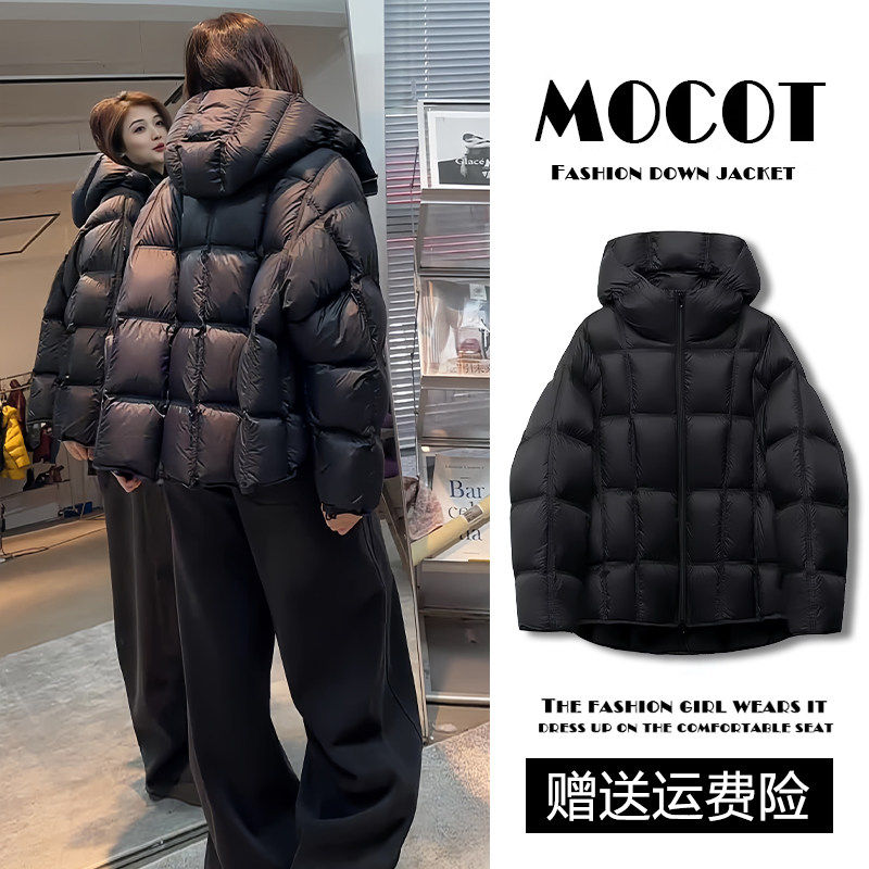 云朵泡芙款黑色棉服女冬季2025新款加棉加厚棉袄宽松连帽夹棉外套,个性定制/设计服务/DIY,棉服工装,淘宝优惠券,粉丝福利购,淘宝优惠卷