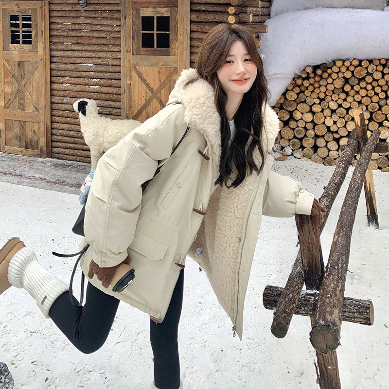 韩版宽松中戏牛角扣加绒加厚派克服女冬新款小个子工装棉衣短外套,女装/女士精品,派克服,淘宝优惠券,粉丝福利购,淘宝优惠卷