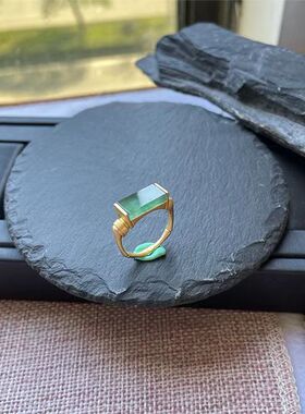 法国Gentle Motto复古款玉髓马鞍戒指指环简约复古个性百搭气质