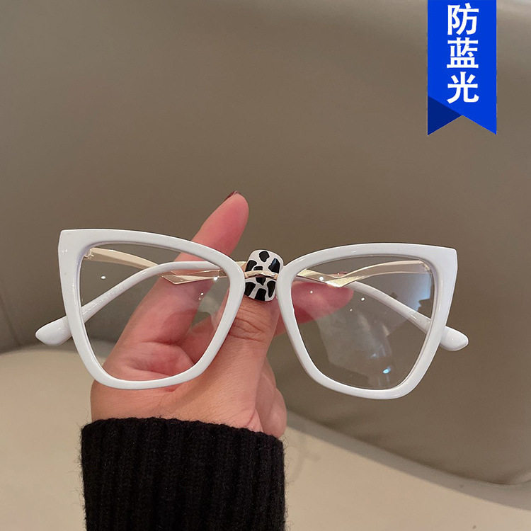 法国gentle motto欧美猫眼平光镜防蓝光弯腿新款眼镜框凹造型