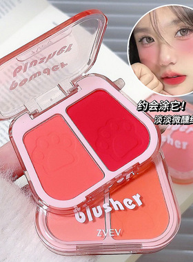 新款推荐zvev颊彩双色腮红哑光自然不飞粉持妆显色服帖修容氛围