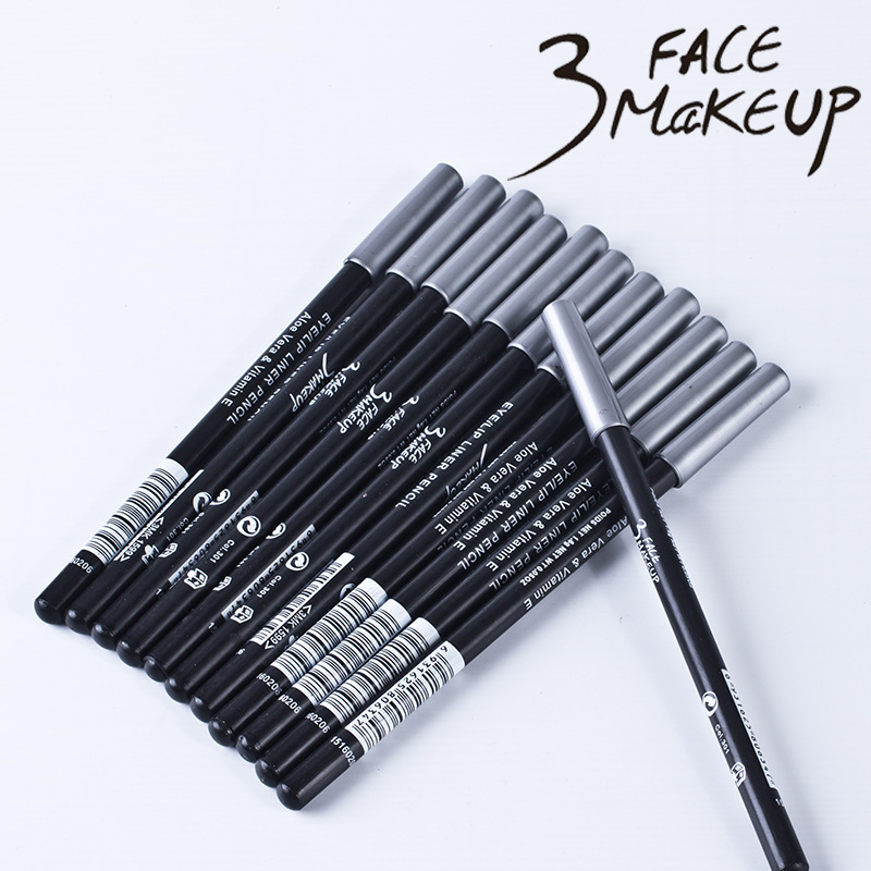 3支装眉笔3FACEMAKEUP/第三面全球化妆师专用碳黑 眼线笔眉笔两用
