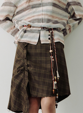 【走一推荐】SAME FLOW 秋日复古随性氛围感绳带红咖手工编织腰绳