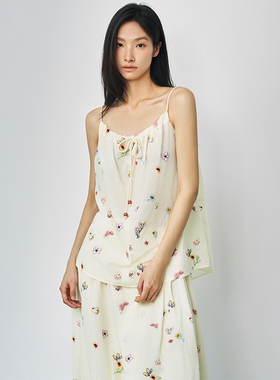 SAME FLOW 立体多彩花朵信鸽绣花元素天丝棉质里衬舒适透三件装