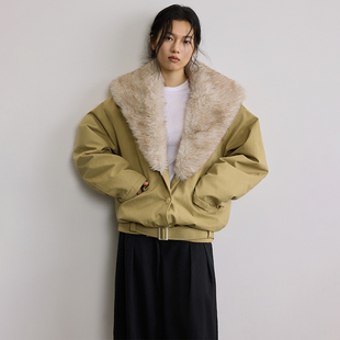 外套 高级感棉服男女保暖加厚短款 SAMEFLOW 复古渐变毛领冬季