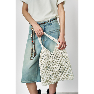 海边度假风身小巧容量巨大手提花朵镂空编织单肩包 夏季 SAME FLOW