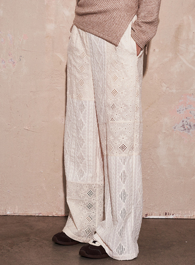 SAME FLOW 原创小众设计感直筒高腰休闲裤镂空阔腿长裤女拖地裤