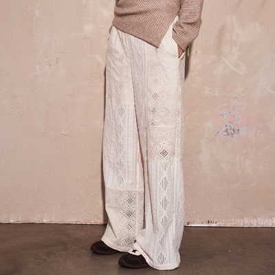 SAME FLOW 原创小众设计感直筒高腰休闲裤镂空阔腿长裤女拖地裤