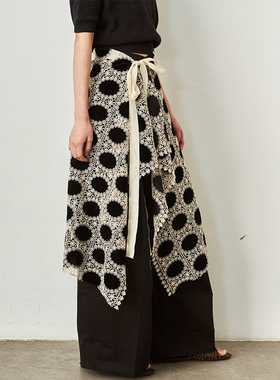 SAME FLOW 吕颖同款蕾丝圆点半身围裙罩衫叠穿屁帘舒适半身裙女秋