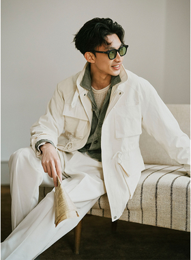 SAME FLOW 美式复古工装风立领夹克外套男百搭休闲多口袋上衣秋季