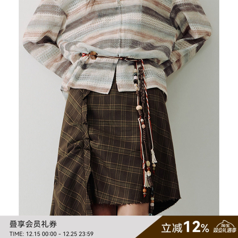 【走一推荐】SAME FLOW 秋日复古随性氛围感绳带红咖手工编织腰绳