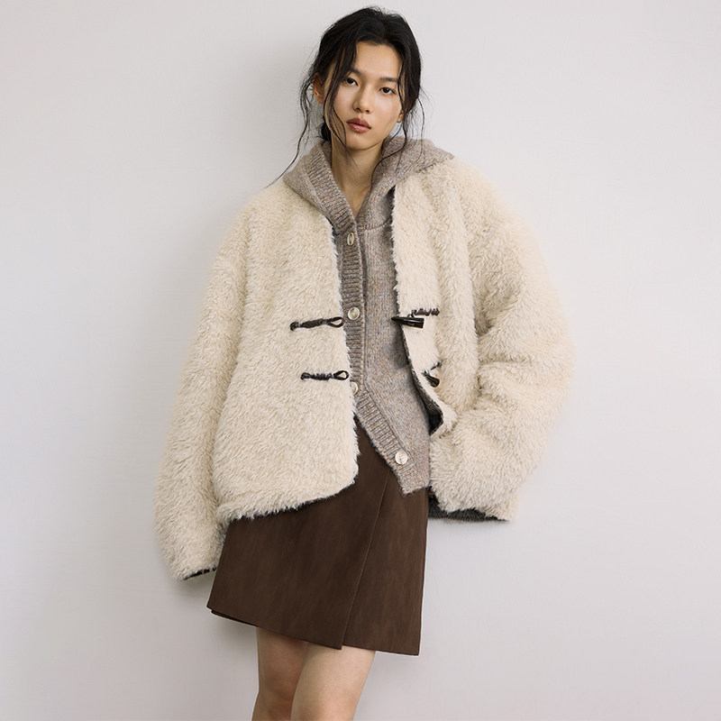 SAMEFLOW 原创双面穿羊毛混纺毛绒感蓬松短款毛呢外套女冬季大衣,女装/女士精品,棉衣/棉服,淘宝优惠券,粉丝福利购,淘宝优惠卷