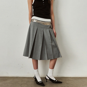 SAME 重工灰色亮片高腰显瘦百褶半身裙 时尚 FLOW 吴优推荐