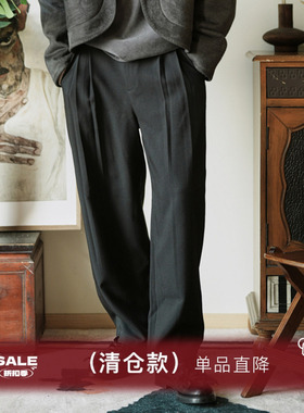 【清仓款】SAME FLOW 百搭松紧腰垂感西裤长裤男微喇阔腿休闲裤男