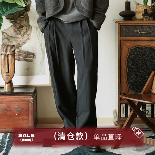 SAMEFLOW松紧腰基础裤黑色西裤