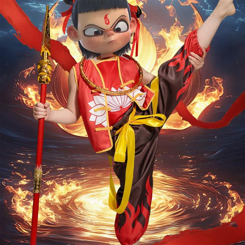 哪咤儿童服装整套cos服装儿童演出服男童国潮风女童哪咤服装套装