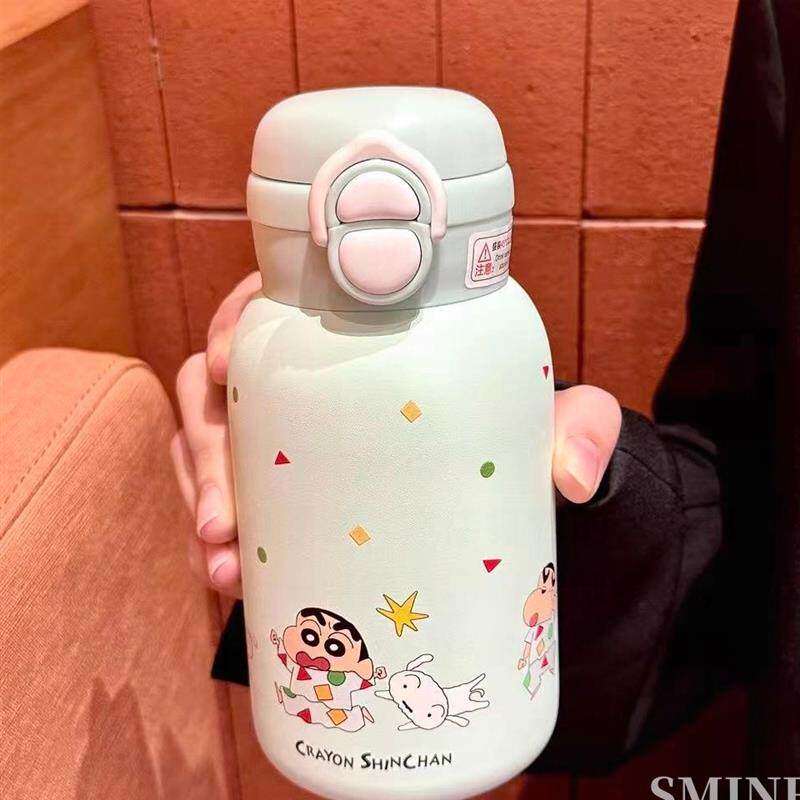 双饮杯随行蜡笔小新保温杯子水杯小学生咖啡背带奶茶袋女款男女两