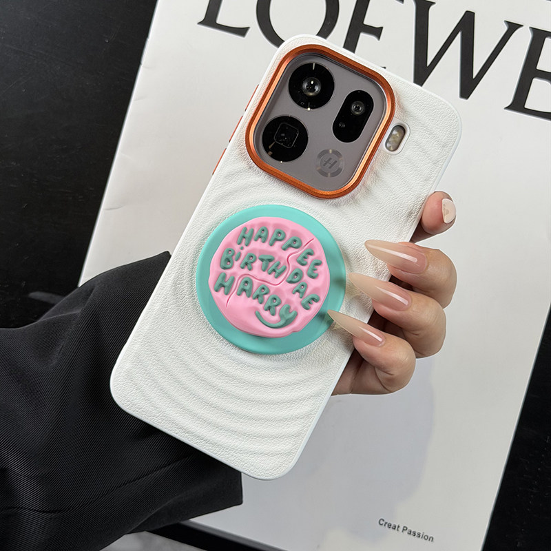 创意蛋糕磁吸支架适用oppofindx9手机壳皮纹findx8pro保护套防摔硅胶软边findx8ultra波漾纹磁吸支架便携x8s