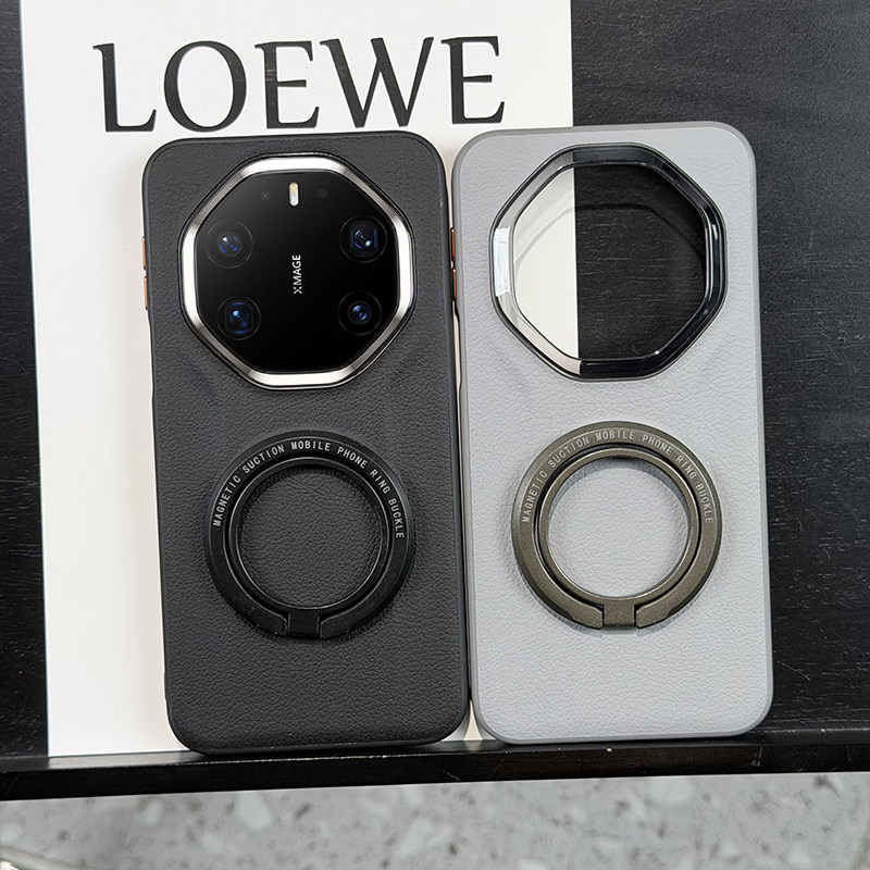 高档磁吸指环支架适用华为mate80RS手机壳皮纹mate80rs非凡大师保护套防摔硅胶软边80rs保时捷高级磁吸支架