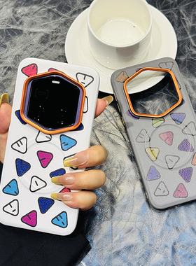 创意图案适用荣耀magic7RSR保时捷手机壳皮纹magic7rsr保护套全包防摔软边RSR保时捷高档磁吸橙色金属镜头