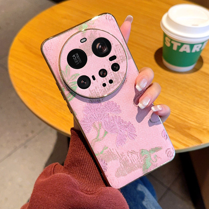 复古千鹤适用小米15ultra手机壳新款皮纹小米15ultra保护套硅胶软边电镀金色个性网红ins古风外壳高级防摔