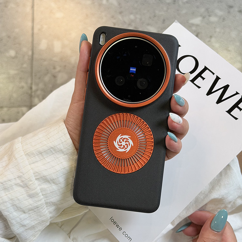 高级金甲石墨烯散热适用vivox300ultra手机壳皮纹x200pro保护套防摔软边x300s创意高档磁吸镂空散热x200ul
