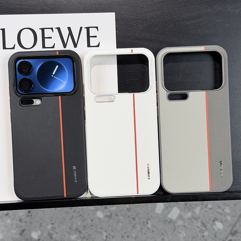 高级拼色适用小米17手机壳皮纹小米17promax保护套全包防摔软边防摔小米17PRO高档橙色金属镜头