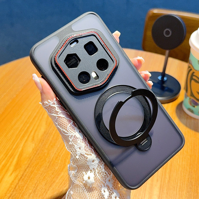 适用荣耀Magic7RSR保时捷手机壳磁吸支架Magic7RSR保护套高档磨砂Magic7RSR肤感透明壳创意徕卡红圈镜头