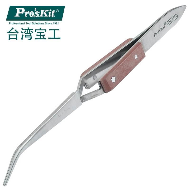 台湾宝工 木柄不銹钢弯尖/细尖 反弹镊子1PK-108T/117T/118T/119T