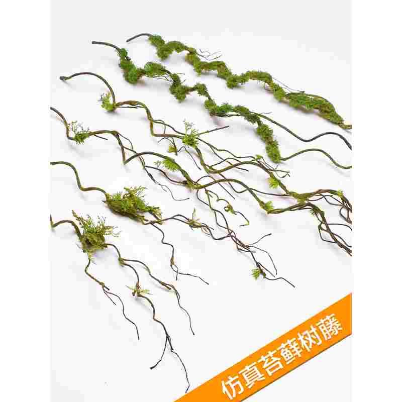 仿真苔藓青苔枯树枝树藤树杈绿植物背景墙弯曲造型造景摆放装饰