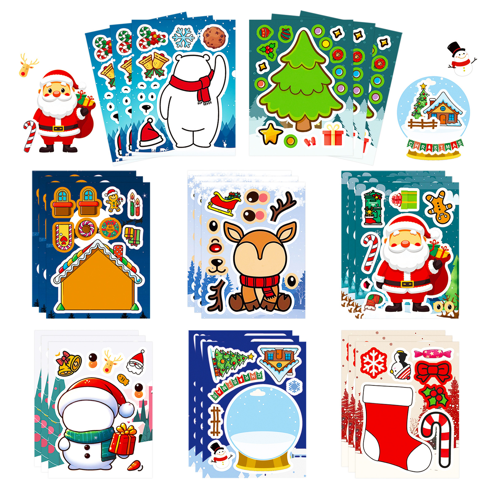 新款圣诞节快乐拼图贴纸